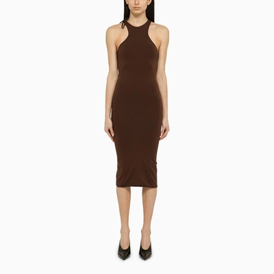 Andreädamo Sculpting Jersey Midi Dress In Brown