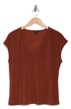 Halogen V-neck Dolman Sleeve T-shirt In Cherry Mahogany