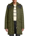 Barbour Greenfinch Box-quilted Jacket W/ Detachable Hood In Olive