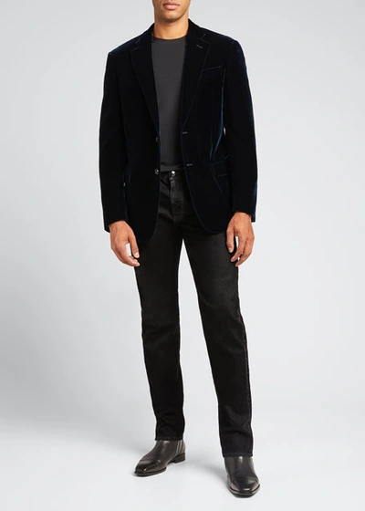 Giorgio Armani Men's Velvet Two-button Jacket In Navy