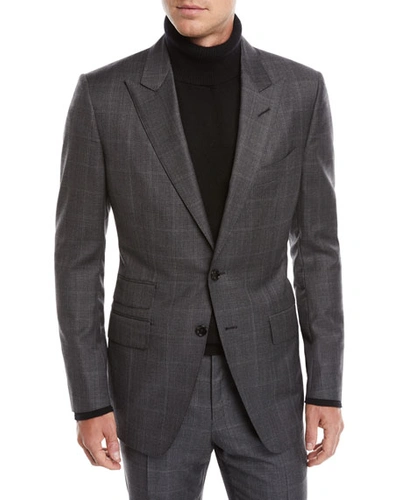 Tom Ford Men's O'connor Overcheck Two-piece Wool Suit In Silver