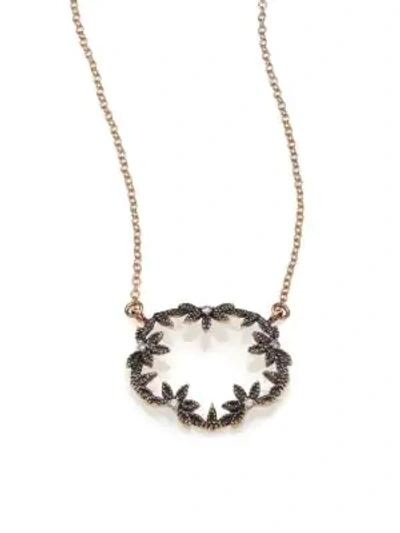 Mizuki Diamond & 14k Blackened Gold Small Open Petal Necklace In Black Gold