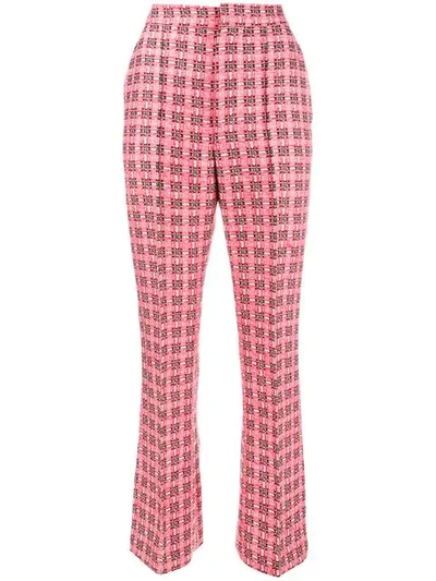 Marni Checked Brocade Trousers In Red