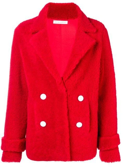 Inès & Maréchal Double Breasted Coat In Red