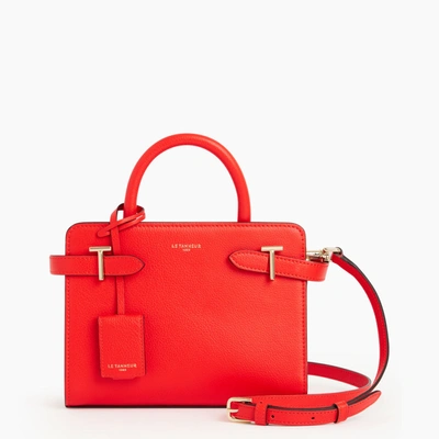 Le Tanneur Emilie Small Handbag In Grained Leather In Red