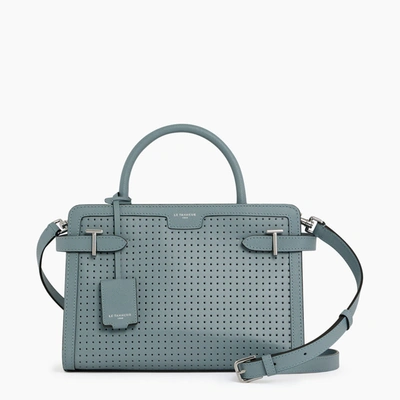 Le Tanneur Emilie Medium Handbag In Perforated Caviar Leather In Blue