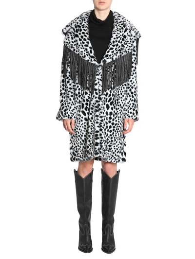 Ainea Eco Fur Animalier Jacket In Bianco