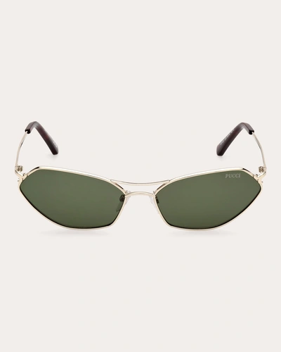 Pucci Women's Goldtone & Green Geometric Sunglasses In Goldtone/green