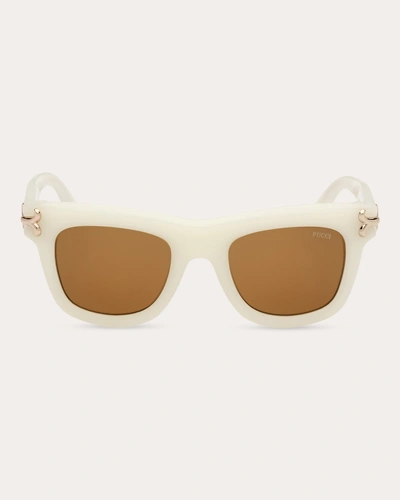 Pucci Women's White & Brown Square Sunglasses In White/brown