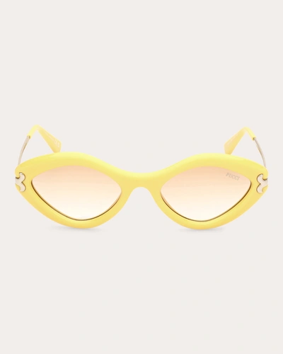Pucci Women's Geometric-frame Shiny Yellow & Brown Gradient Acetate And Gold-tone Sunglasses Metal/acetate In Yellow/tan Gradient