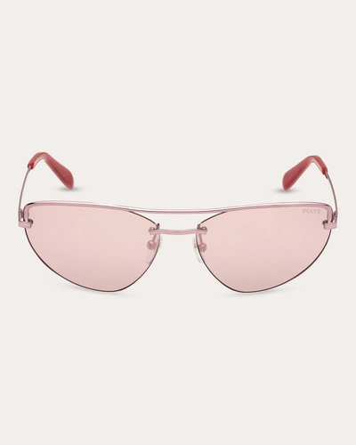 Pucci Women's Shiny Pink Mirror Cat-eye Sunglasses In Pink/pink Mirrored Solid