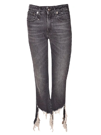 R13 Distressed Cropped Jeans In Harper Grey