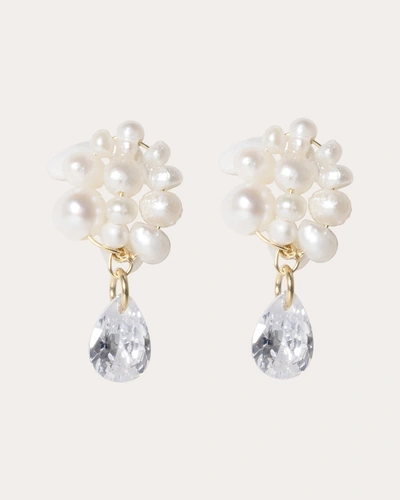 Completedworks Time Is Layered In Ice Pearl And Crystal Droplet Earrings In White