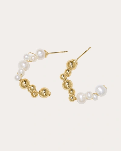 Completedworks 18k Gold-plated Recycled Silver Freshwater Pearl Half Hoop Earrings In Yg