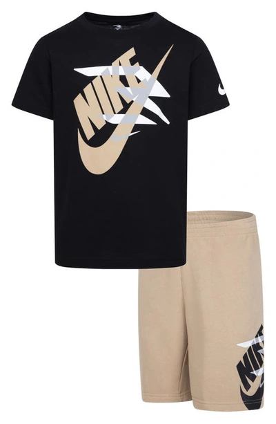 3 Brand Kids' Iconic Duo Crew Tee & Shorts Set In Black