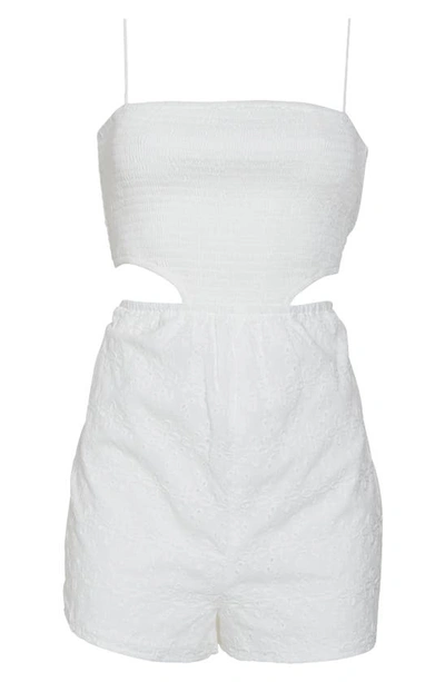 Vici Collection Sicily Smocked Cotton Eyelet Romper In White