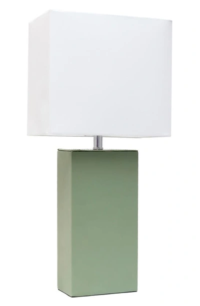 Lalia Home Faux Leather Table Lamp In Sage Green