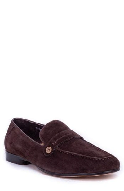 Robert Graham Norris Button Loafer In Brown Leather