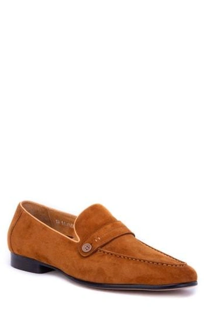 Robert Graham Norris Button Loafer In Cognac Leather