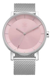 Adidas Originals District Milanese Bracelet Watch, 40mm In Silver/ Pink/ Silver