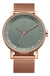 Adidas Originals District Milanese Bracelet Watch, 40mm In Brown/ Green/ Rose Gold