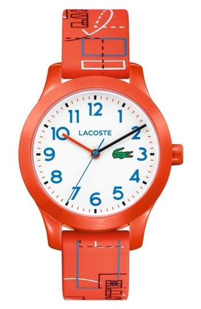 Lacoste 12.12 Rubber Strap Watch, 32mm In Orange/ White/ Orange