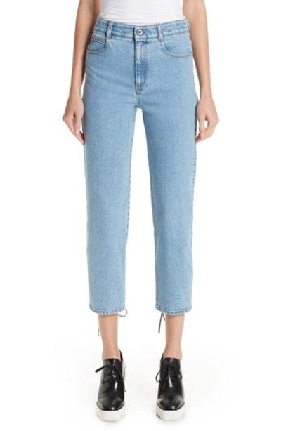 Stella Mccartney Lace-up Crop Jeans In Light Blue