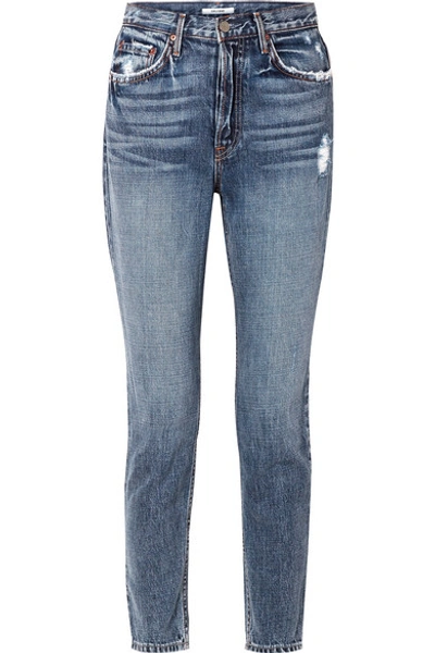 Grlfrnd Karolina Distressed High-rise Skinny Jeans In Mid Denim