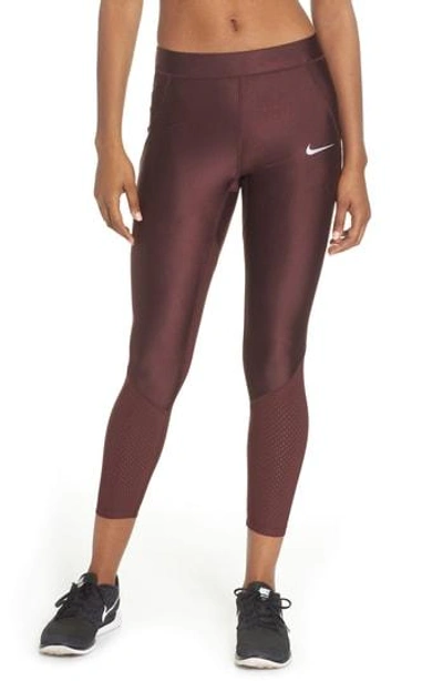 Nike Speed Cool Running Tights In Burgundy Crush | ModeSens