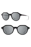 Shwood Powell 50mm Polarized Geometric Sunglasses In Black/ Gunmetal/ Ebony/ Grey