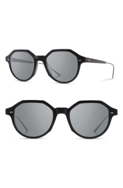 Shwood Powell 50mm Polarized Geometric Sunglasses In Black/ Gunmetal/ Ebony/ Grey