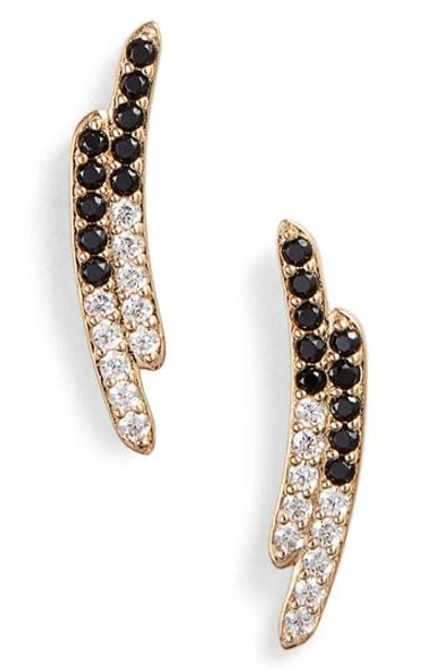 Nadri Crystal Stud Earrings In Onyx/ Gold