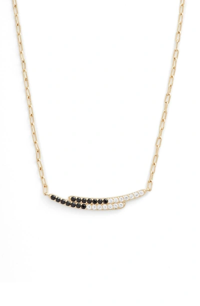 Nadri Noir Colorblock Bar Necklace In Black/ Gold