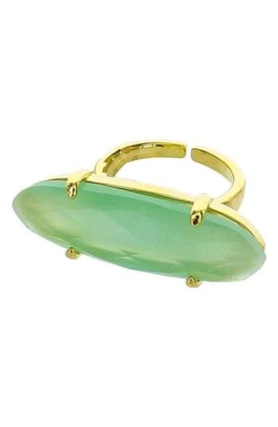 Panacea Oval Stone Ring In Green