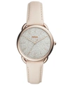 Fossil Women's Tailor Winter White Leather Strap Watch 35mm In Rose