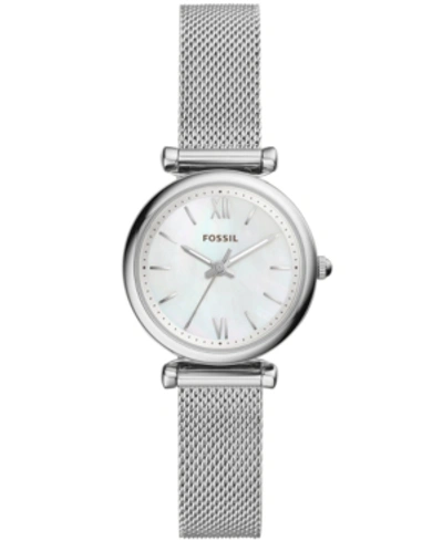 Fossil Women's Mini Carlie Stainless Steel Mesh Bracelet Watch 28mm