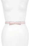 Kate Spade Smooth Bow Belt In Pastry Pink