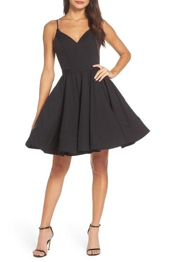 mac duggal fit and flare party dress
