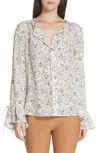 Derek Lam 10 Crosby Tie Sleeve Silk Blouse In Cream