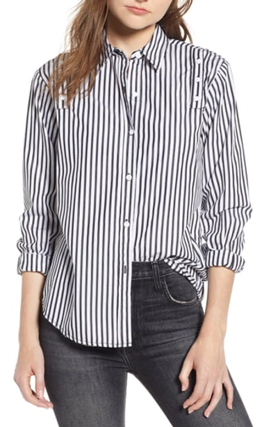 Current Elliott Current/elliott The Loretta Striped Shirt In Black White Stripe