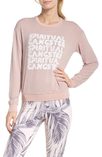 Spiritual Gangster Savasana Retro Graphic Pullover Sweater In Rose Quart