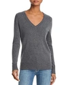Aqua Cashmere V-neck Cashmere Sweater - 100% Exclusive In Heather Gray