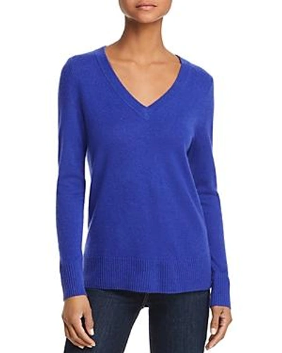 Aqua Cashmere V-neck Cashmere Sweater - 100% Exclusive In Marine