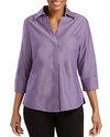Foxcroft Concealed Button-down Top In Perfect Plum
