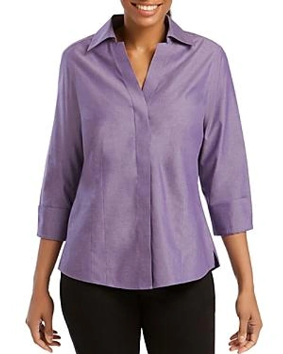 Foxcroft Concealed Button-down Top In Perfect Plum