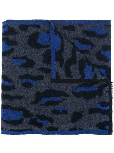 Kenzo Leopard Print Scarf - Blue