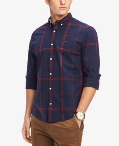 Tommy Hilfiger Men's Ben Plaid Classic Fit Shirt, Created For Macy's In Peacoat