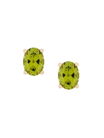 Delfina Delettrez 18kt Champagne Gold Dots Solitaire Peridot Stud Earrings In Green