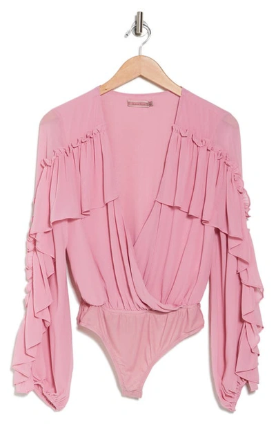 Vici Collection Kailey Ruffle Bodysuit In Pink Mauve