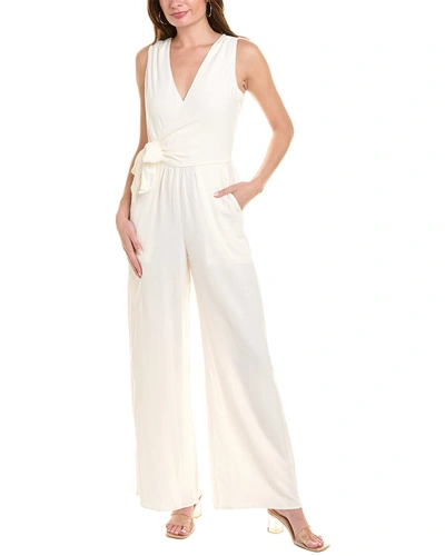 Splendid X Cella Jane Surplice Linen-blend Jumpsuit In White